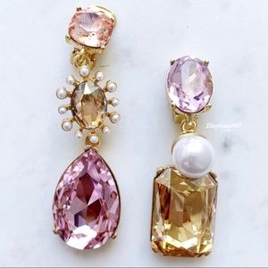 Oscar de la renta pink crystal pendant  earrings